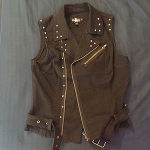 Black Stretch Denim Vest